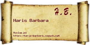 Haris Barbara névjegykártya